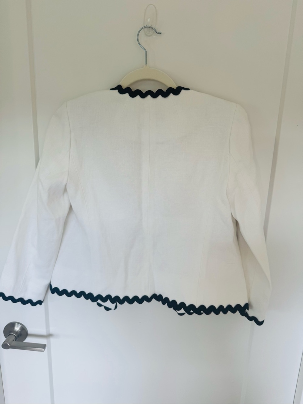 J. Crew White Lady Jacket with Navy Rickrack Trim 00 NWOT - Picture 6 of 7